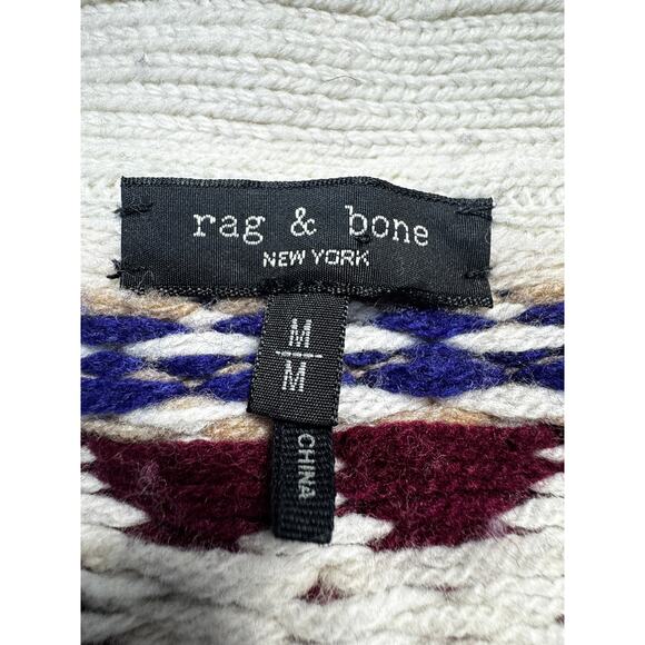 Rag & Bone Willow Fairisle multi color wool short cardigan sweater M - Picture 2 of 12